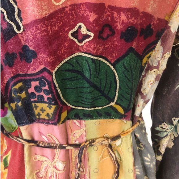 Vintage Sacred Threads 90s boho floral patchwork dress - Picture 3 of 4